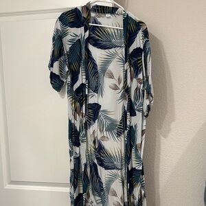Tropical Leaf Print Kimono
